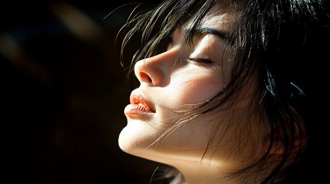 Woman Side Profile Eyes Closed