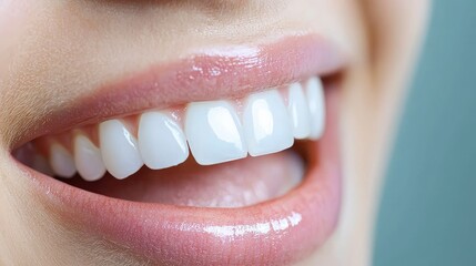 Fototapeta premium Before-and-after close-up of teeth restored with veneers, side by side
