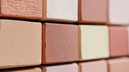 Fototapeta premium Close-up of textured color blocks in various shades.