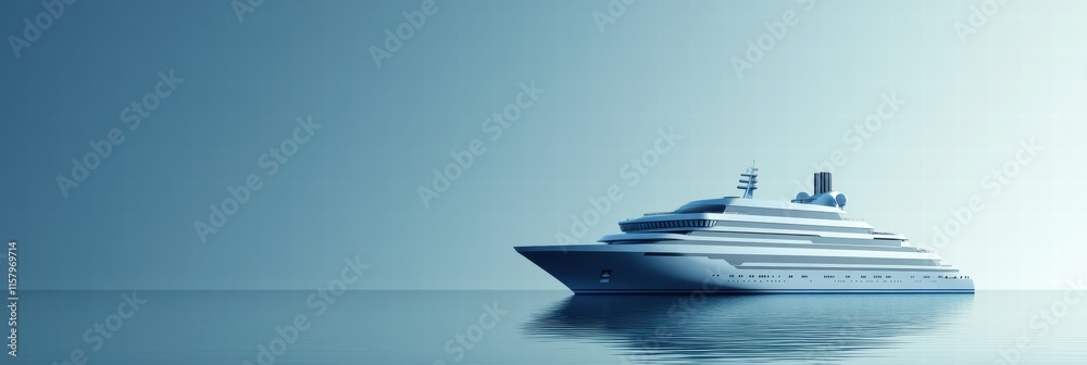 Poster luxury cruise ship cruising on a tranquil sea with ample copy space for personalized text and brandi
