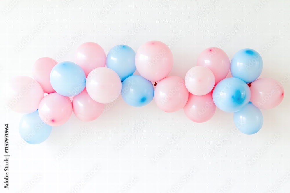 Aufkleber colorful pink and blue balloons arranged creatively on a bright background with space for text and d