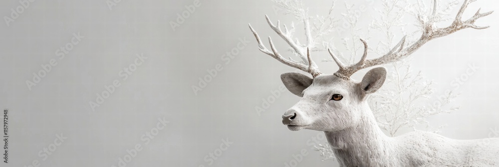 Aufkleber elegant deer with branching antlers in serene environment showcasing smooth texture and gentle light
