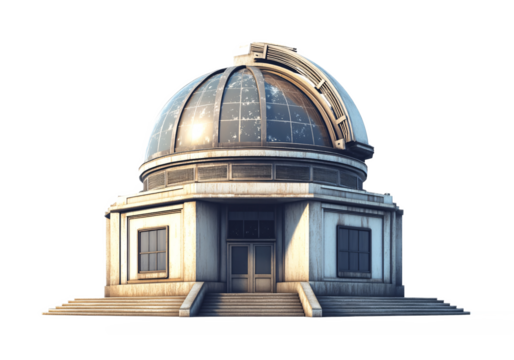Observatory Isolated on White Background - Astronomical Facility