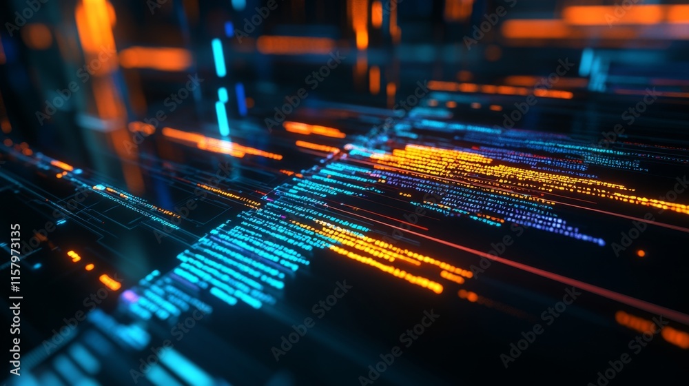 Poster abstract futuristic digital background with glowing lines and data streams for technology, innovatio