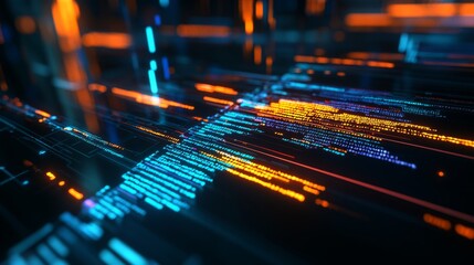 Abstract Futuristic Digital Background with Glowing Lines and Data Streams for Technology, Innovation, and Creative Design in High-Tech Environments