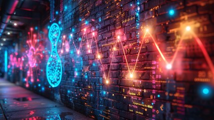 Obraz premium Produce a neon of medical innovation symbols, including shimmering medical