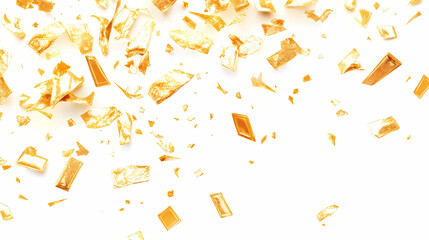 Falling and scattered gold bars on white background. Auriferous. Illustration