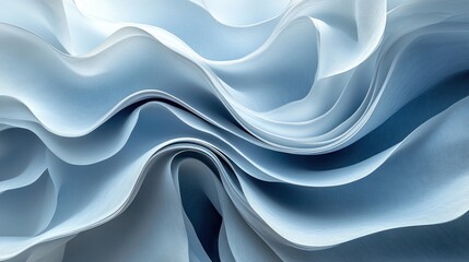 Obraz premium Abstract flowing fabric in soft blue tones, creating a serene and calming visual effect.