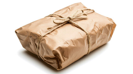 Obraz premium Wrapped package tied with twine, perfect for gifts or deliveries