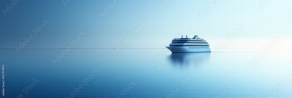 Poster Luxury cruise ship sailing on serene waters with ample space for branding or messages. Generative AI