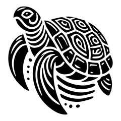 Black and white vector sea turtle logo on a white background.