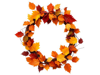 Autumn Fall Wreath Made With Leaves on transparant backgrounf