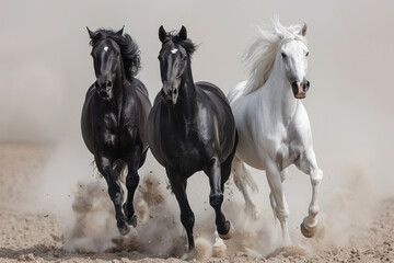 Fototapeta premium three arab horse runs free ., 