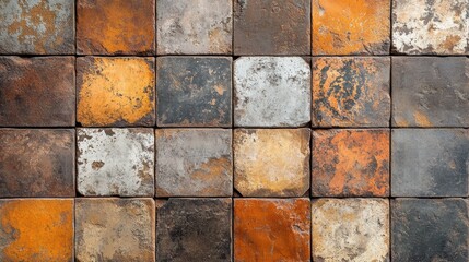 Rusty vintage damask tiles urban environment high fidelity imagery textured surface artistic viewpoint