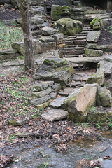 Stone stairway in a park outdoors