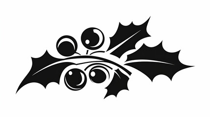 Obraz premium Holly Sprig with Berries, Festive Winter Design Element, Representing Holiday Cheer and Seasonal Celebrations.