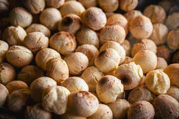 tray with cheese bread, typical Brazilian biscuit made with baked cheese, traditional food in Minas Gerais