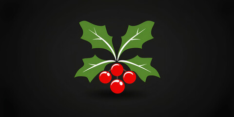 Holly Berries & Leaves, Festive Winter Design, Symbolizing joy and warmth during the holiday season.