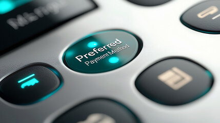 Preferred payment method button on modern device, showcasing technology and convenience