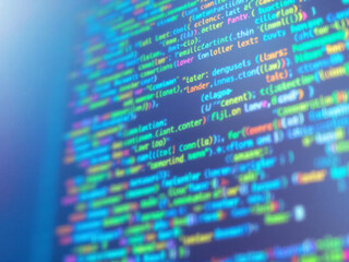 Colorful code on screen.