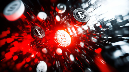 Cryptocurrency Revolution, Digital Coins Accelerate Rapidly Through Cyberspace, Transforming Finance.