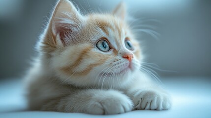 a close up of a white kitten cat photo isolated on a white background kitten cat