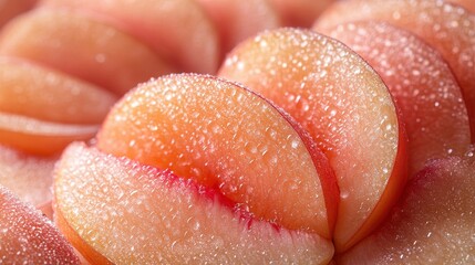 a close up of sliced peach fruit isolated on a white background peach