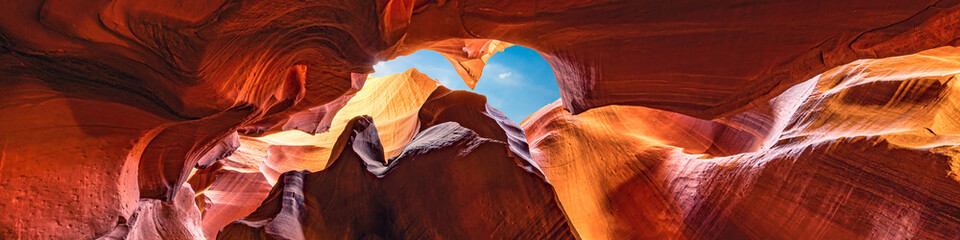panoramic antelope canyon in arizona - travel concept for websites, wallpaper, cards