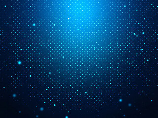 Fototapeta premium Abstract blue digital wave with glowing particles on a dark background.