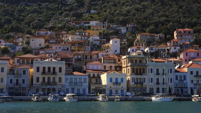 Gythio colorful houses in the south of Greece