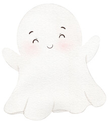 Cute watercolor halloween ghost character