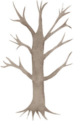 Spooky halloween tree watercolor