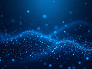 Fototapeta premium Abstract blue digital wave with glowing particles on a dark background.