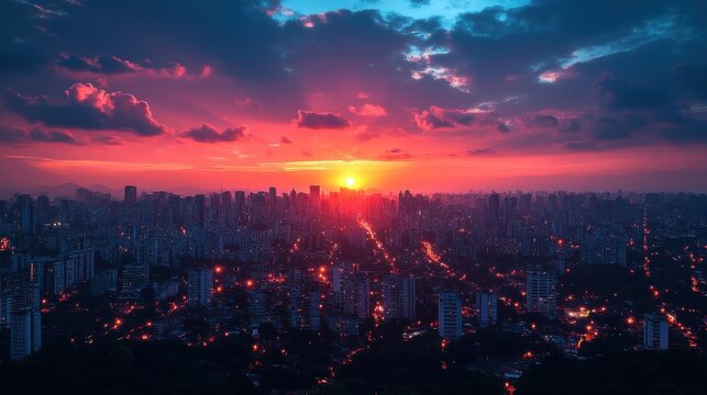 amanhecer sobre a cidade de roseiras sao paulo