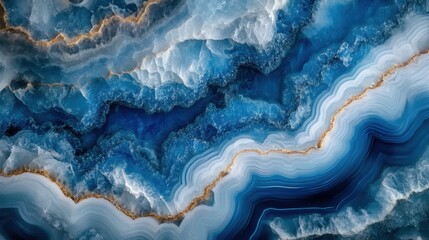 Fototapeta premium Closeup of polished blue white agate crystal natural beauty abstract art gigapixel quality artistic viewpoint
