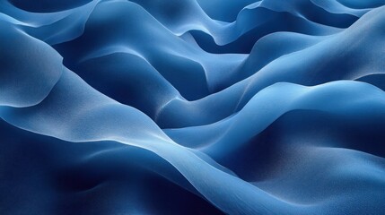 Obraz premium Abstract waves of blue, evoking fluidity and tranquility in a serene, ocean-like environment.