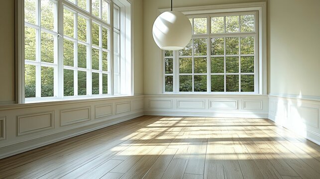 A sparsely furnished room with a sleek floor lamp casting soft light across the floor, highlighting the simplicity and elegance of minimalistic interior design.