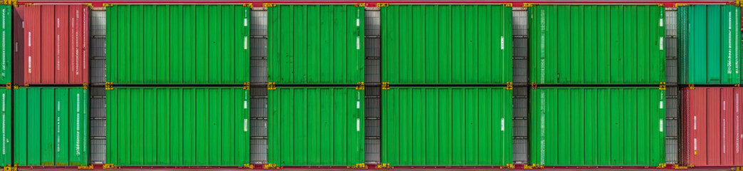 Aerial overhead view of colourful industrial containers