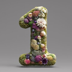 Organic 3D Number One with Textural Elements