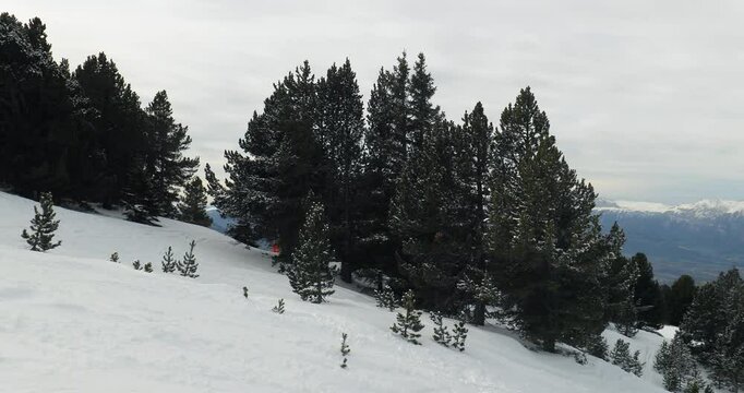 Snowing in the mountains, Alpine ski resort