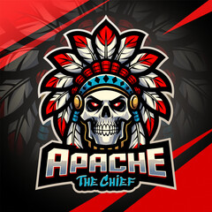 Apache head esport mascot logo design