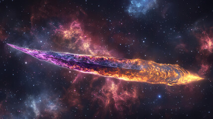 A serene depiction of a galaxy with vibrant nebulae and a starlit sky. Starlit. Illustration