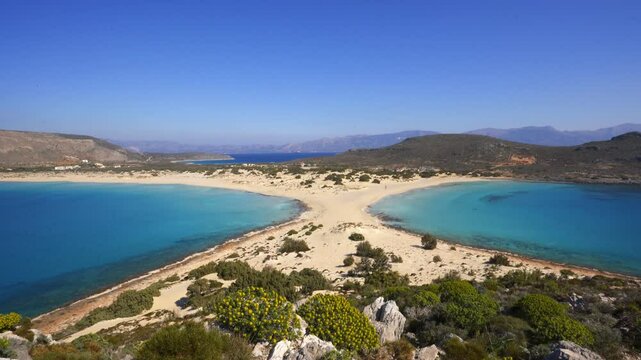 Simos beach with turquoise water in Elafonisos island, Greece