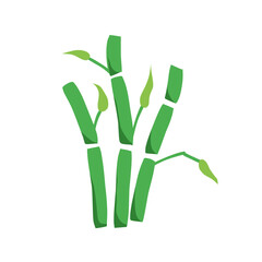 Simple cartoon bamboo decoration element in lush green color