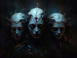 Three humanoid creatures from another world