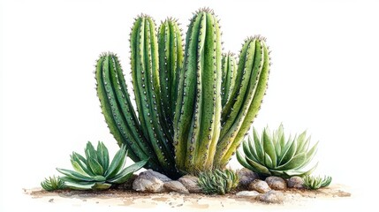 Fototapeta premium illustration of a saguaro fruit isolated on a white background saguaro
