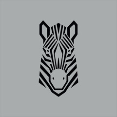 Zebra Head logo or modern line icon. Vector line art design featuring bold outlines. Graphical collection of zebra isolated on black background for tattoo vector illustration of isolated zebras head 