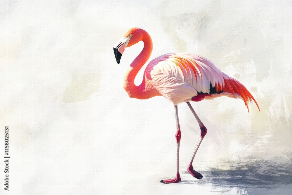 Aufkleber Flamingo gracefully walking on a soft background with ample space for text or branding elements. Generative AI