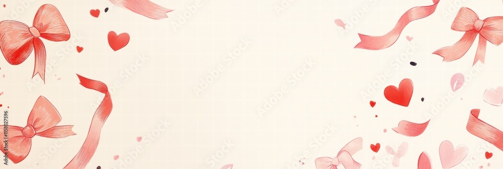 Aufkleber whimsical hand drawn valentines day design featuring hearts and ribbons with ample copy space for pe