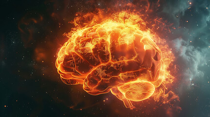captivating and electrifying brain art with vibrant lights illustrating the complex processes of thinking and analyzing
